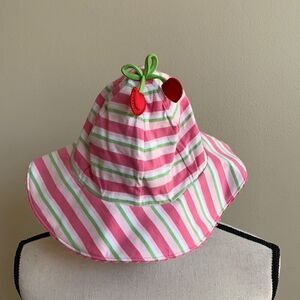 LE TOP STRIPE BUCKET HAT W/CHERRIES ON TOP